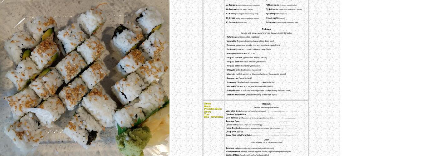 Hanabishi Japanese Cuisine Menu