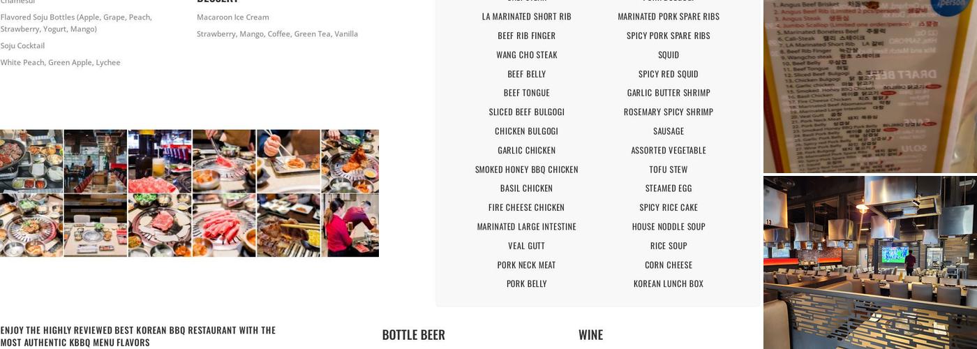 Wang Cho BBQ Menu