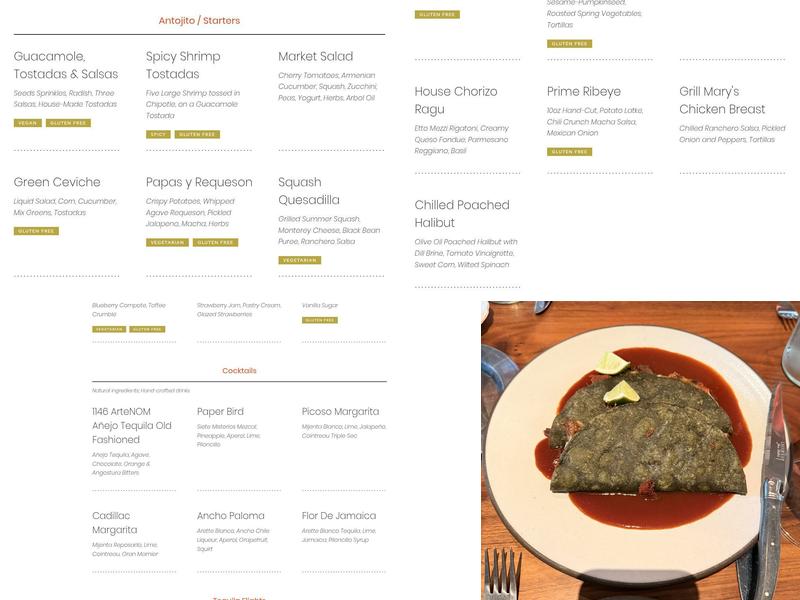 Tabachines Cocina Menu