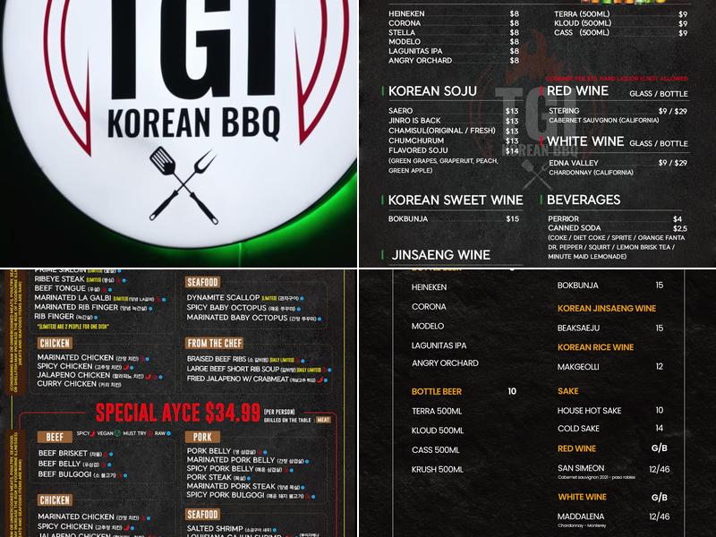 TGI Korean BBQ Menu