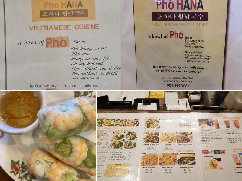 Pho Hana Menu