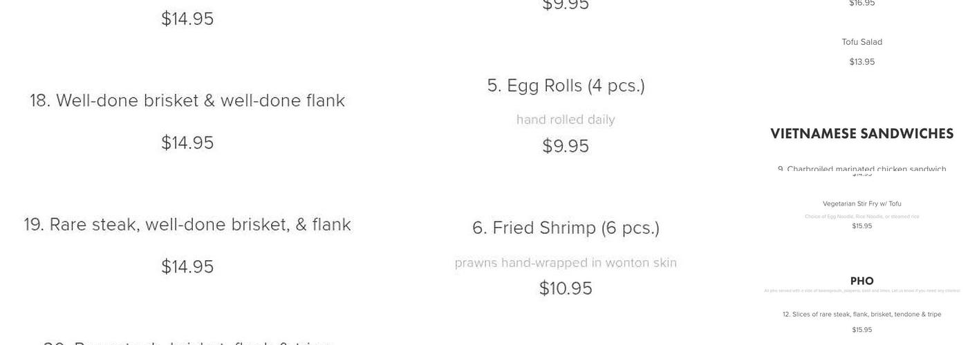 Pho Saigon Menu