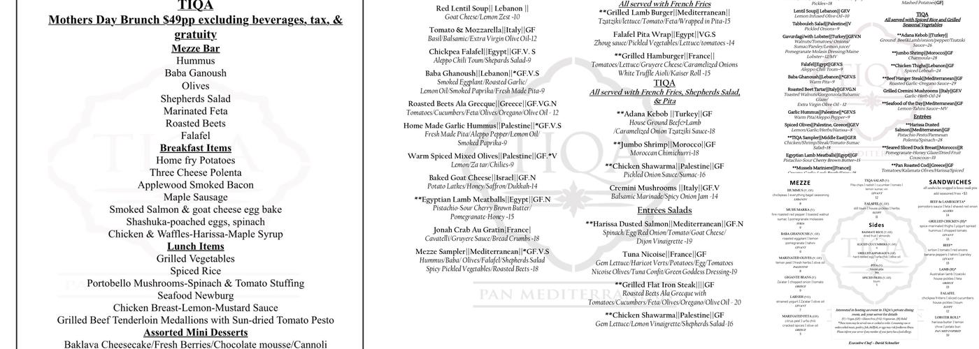TIQA Menu
