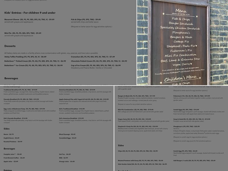 Leaky Cauldron Menu