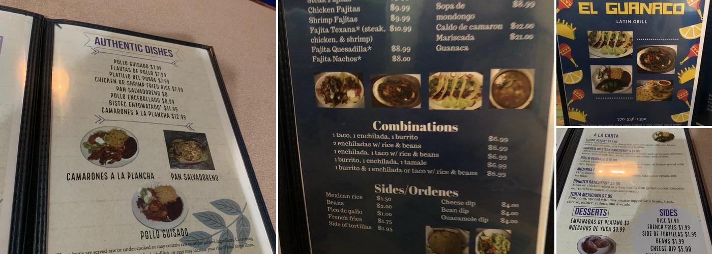 El Guanaco Menu