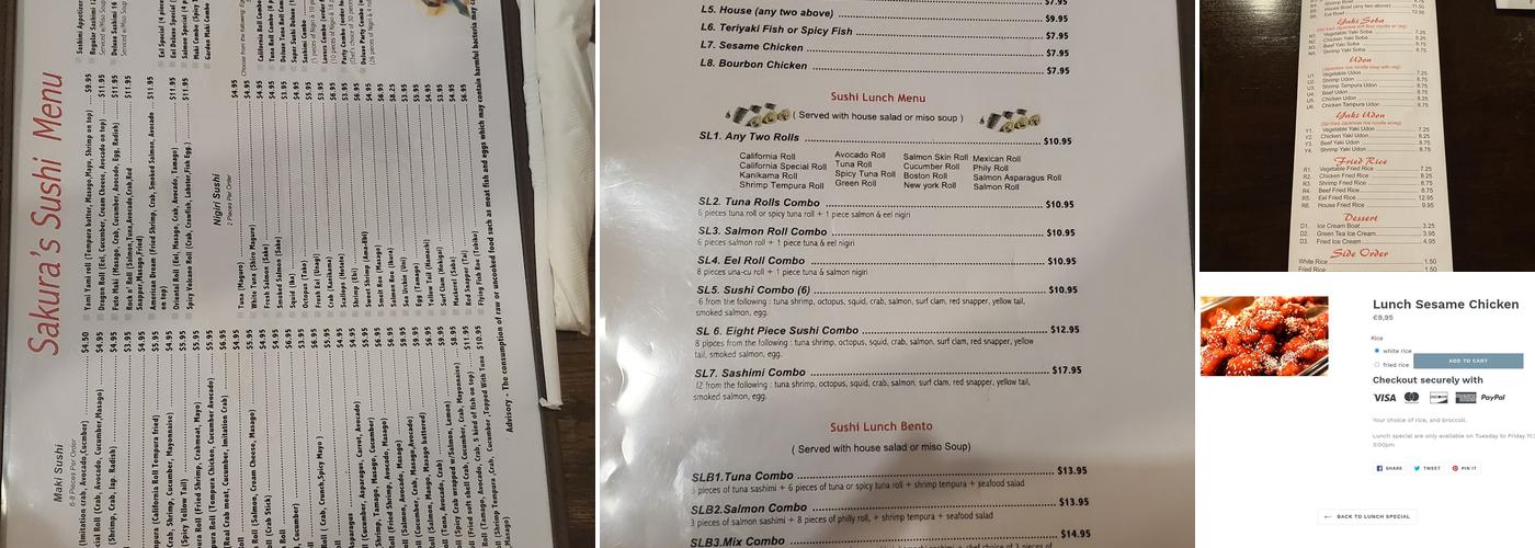 Sakura Japanese Restaurant Menu