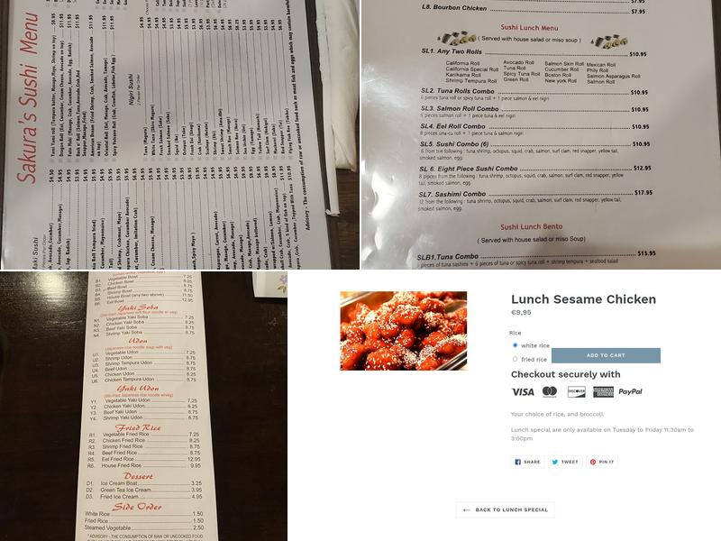 Sakura Japanese Restaurant Menu