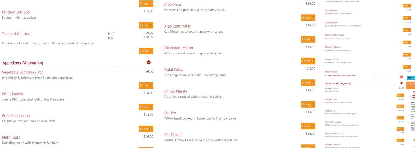 Masala Cottage Menu