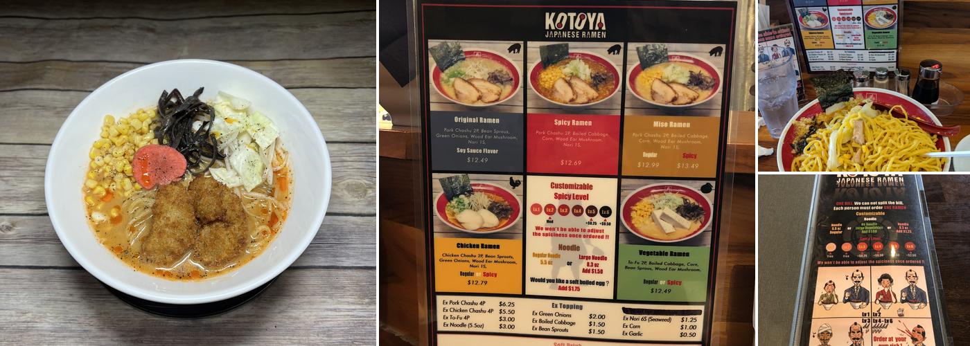 KOTOYA JAPANESE RAMEN Menu