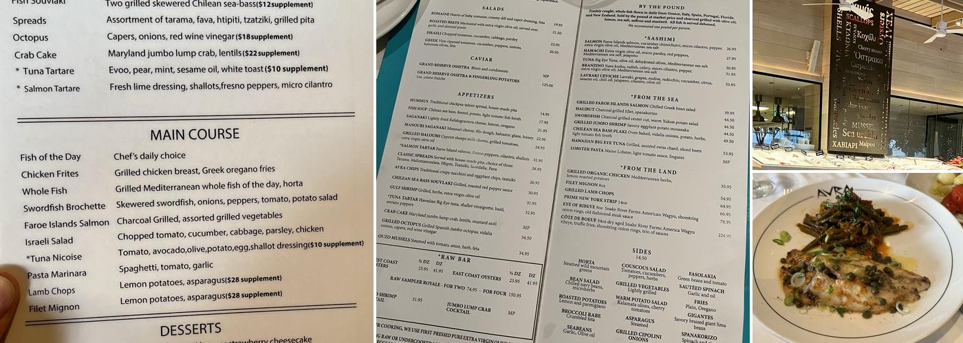 Avra Beverly Hills Menu