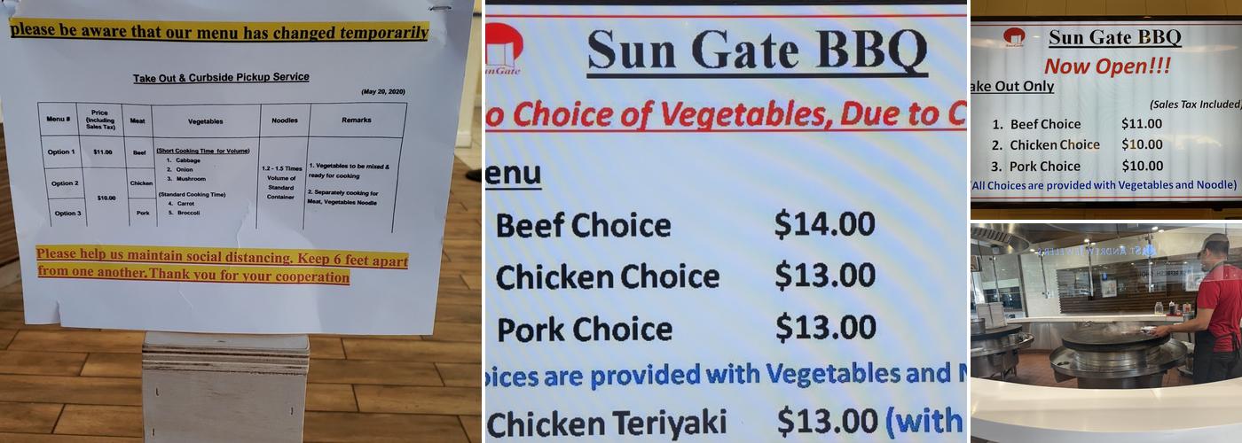 Sun Gate BBQ Menu