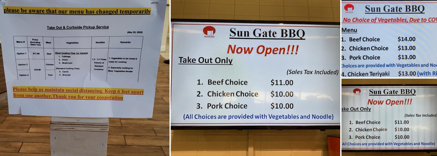 Sun Gate BBQ Menu