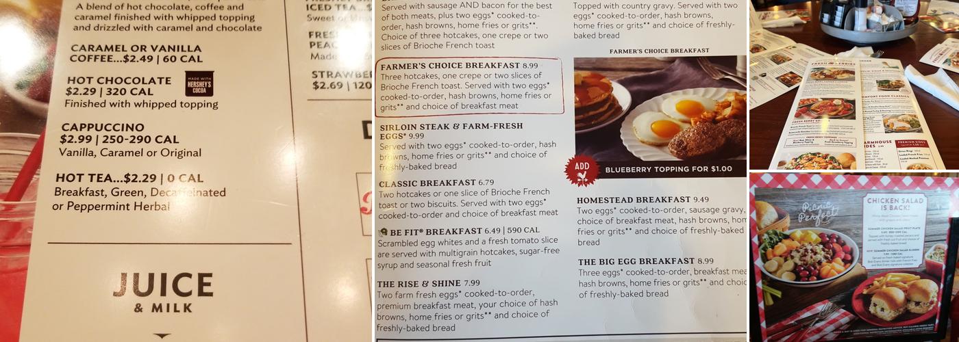 Bob Evans Menu