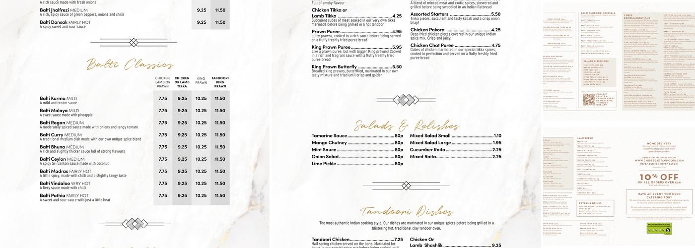 Chipstead Tandoori Menu
