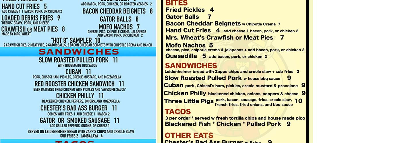 The Howlin' Wolf Menu