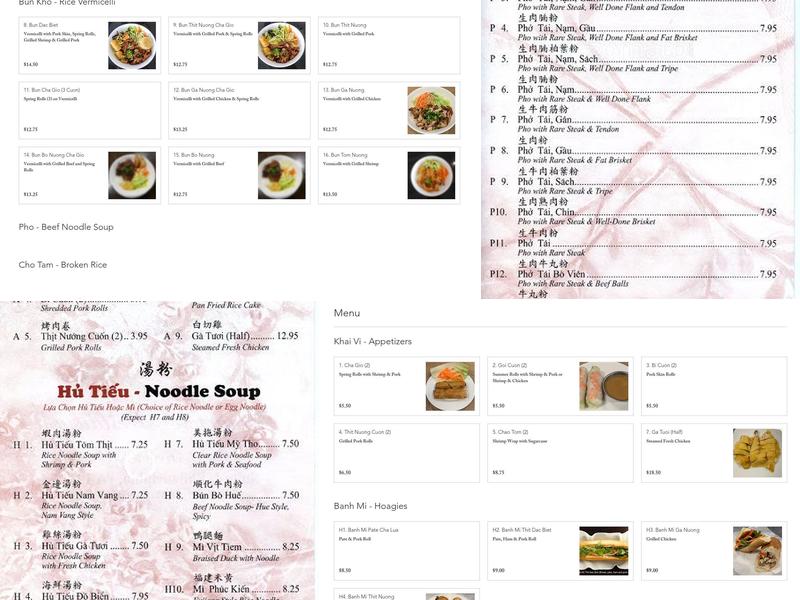 Pho Ha Saigon Menu