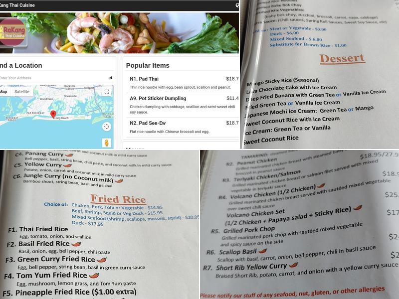 Ra-Kang Thai Cuisine Menu