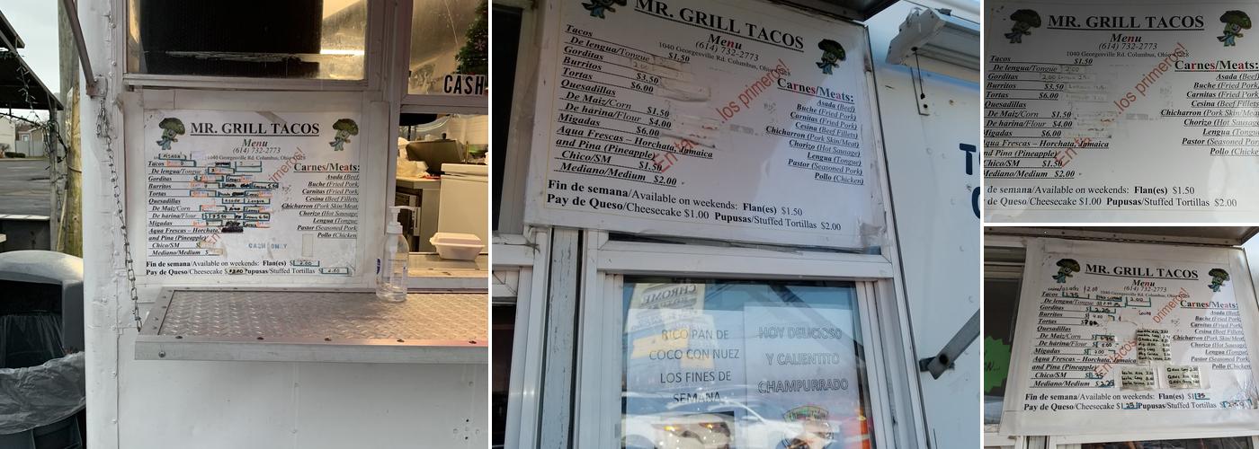 Mr Grill Tacos Menu