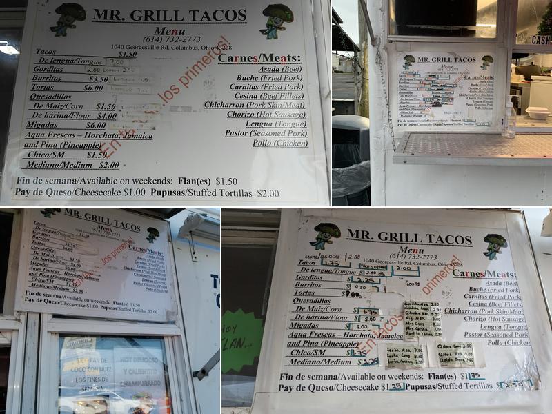 Mr Grill Tacos Menu