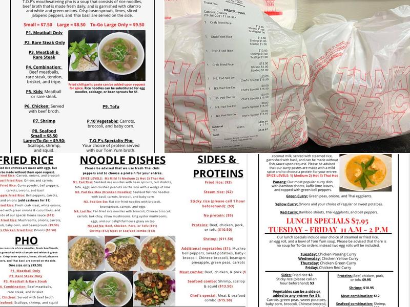 Thai And Pho Menu