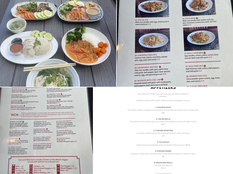 Arawan Thai Cuisine Menu
