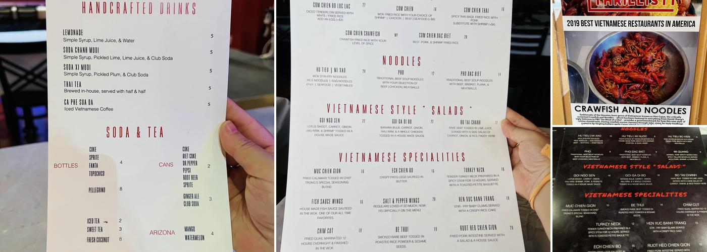 Crawfish & Noodles Menu