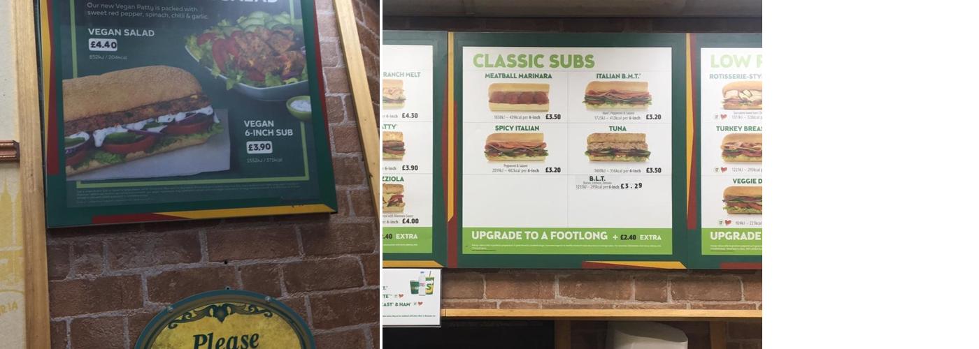 Subway Menu