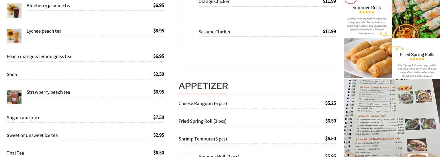 VIETNAMESE EXPRESS Menu