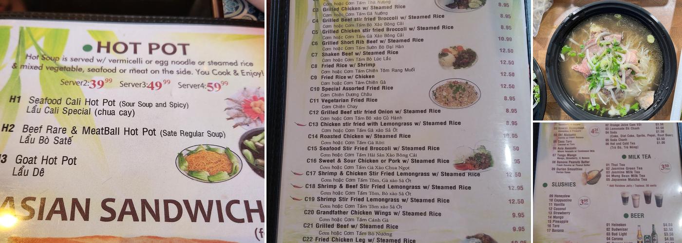 Phở Cali Menu