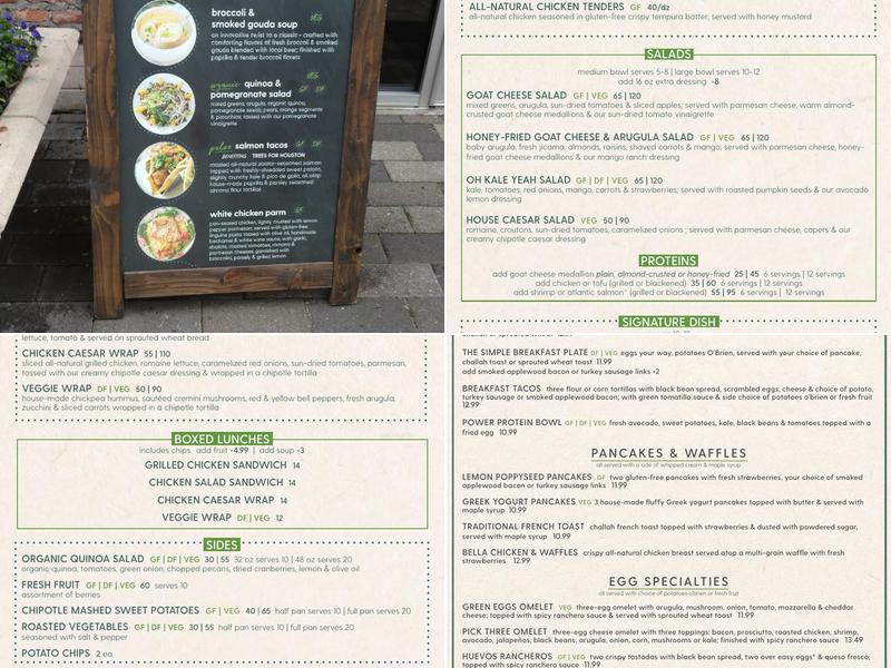 bellagreen Menu
