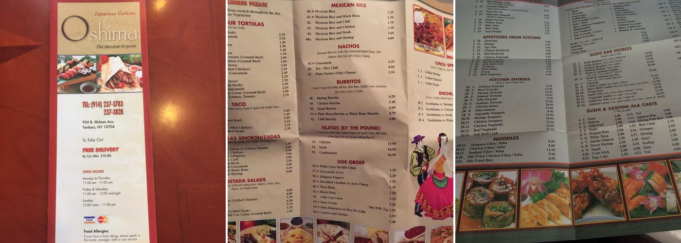 Oshima Menu