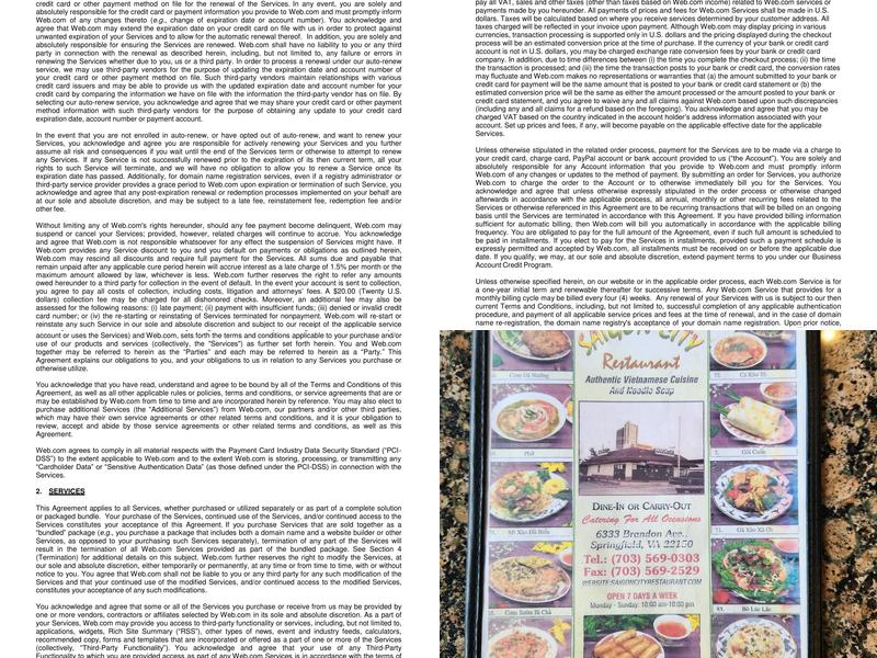 Saigon City Restaurant Menu