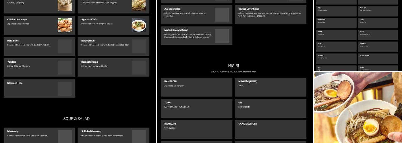 Matsui Japanese Sushi & Ramen Menu