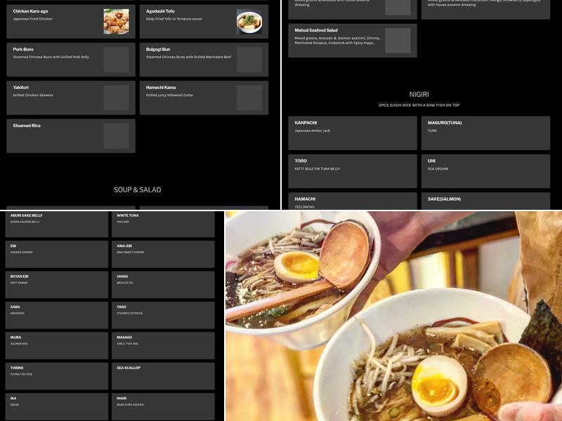 Matsui Japanese Sushi & Ramen Menu