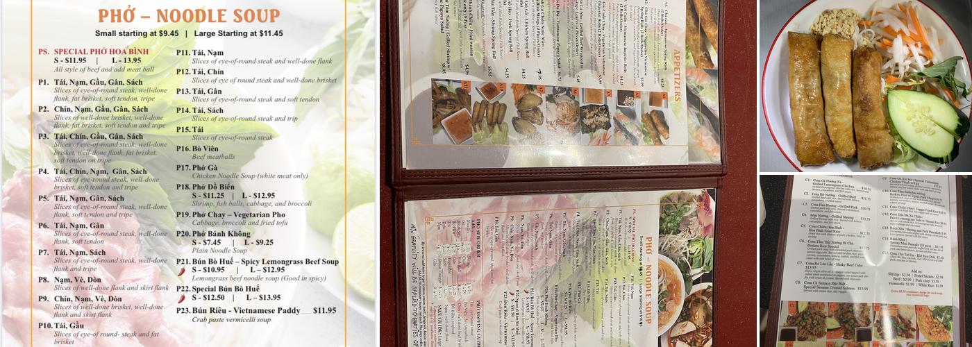 Pho Hoa Binh Menu