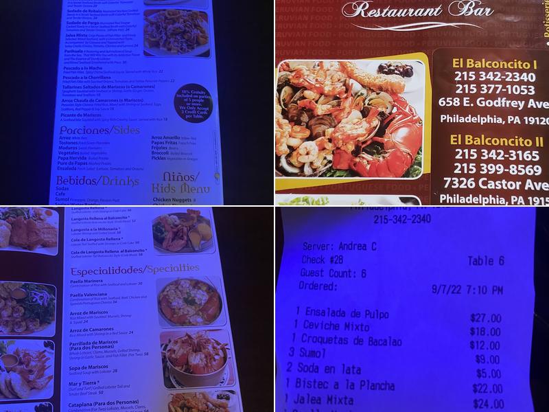 El Balconcito Menu