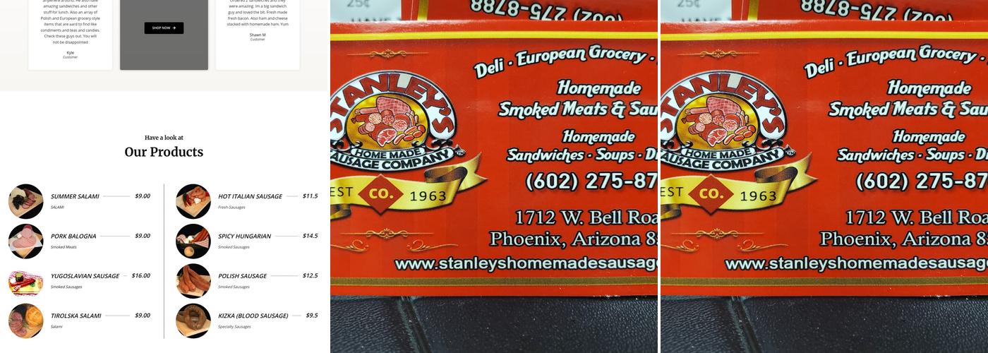 Stanley's Home Made Sausage Company Menu