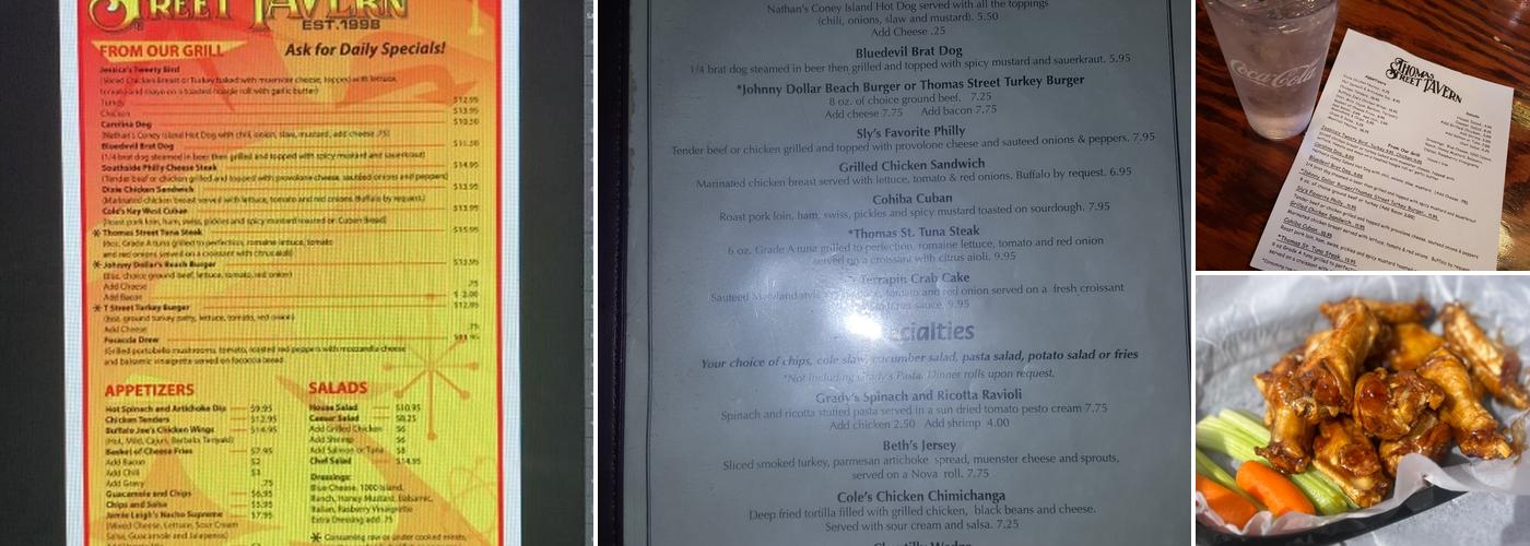 Thomas Street Tavern Menu