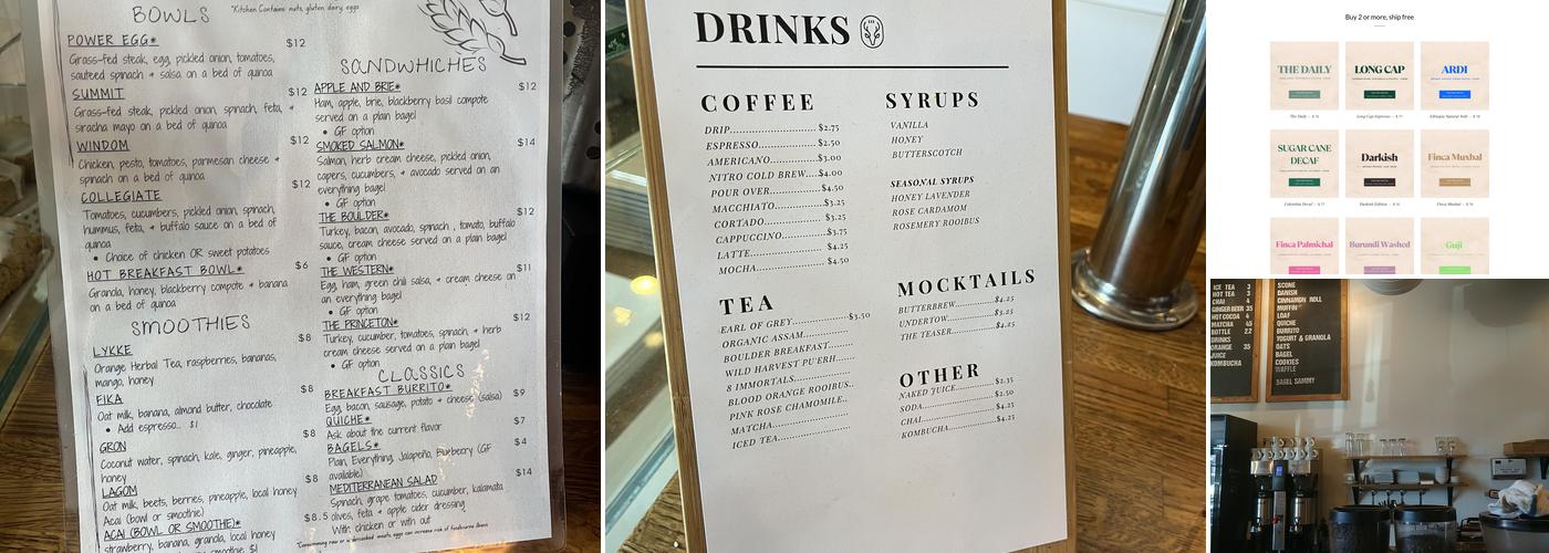Building Three Coffee Menu