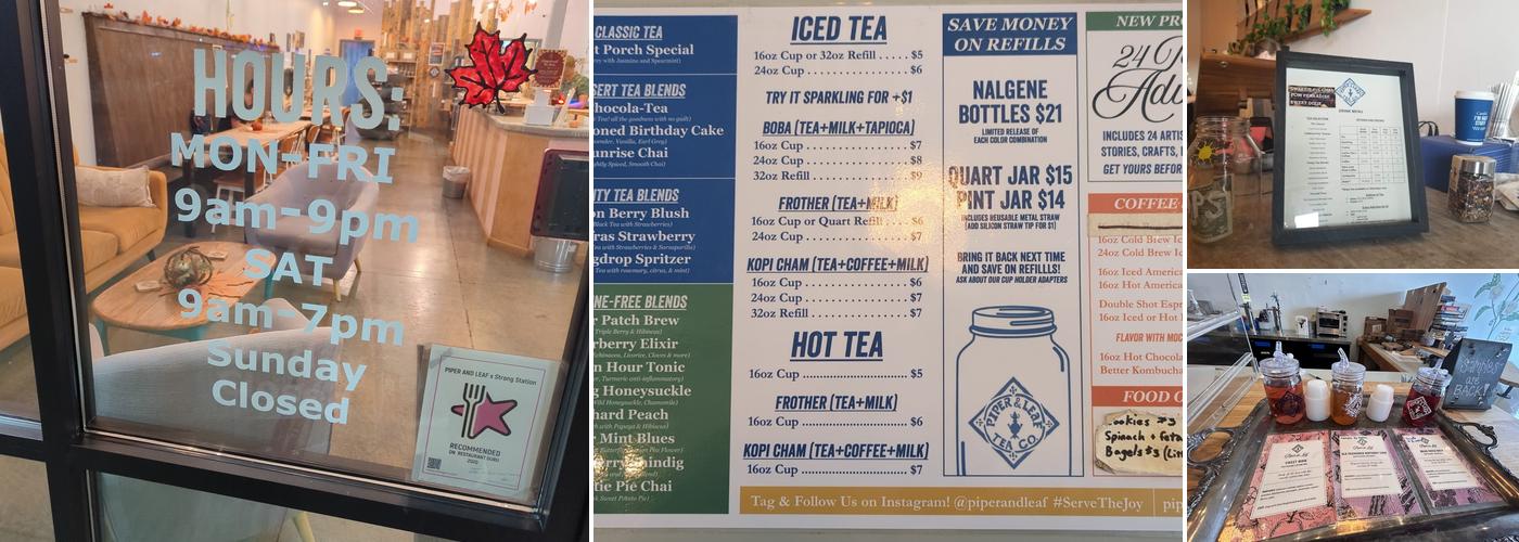 PIPER AND LEAF Tea & Coffee Shop Menu