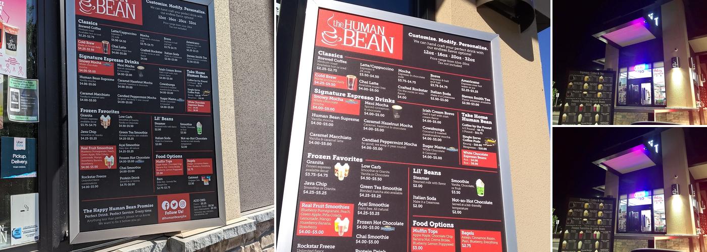 The Human Bean Menu