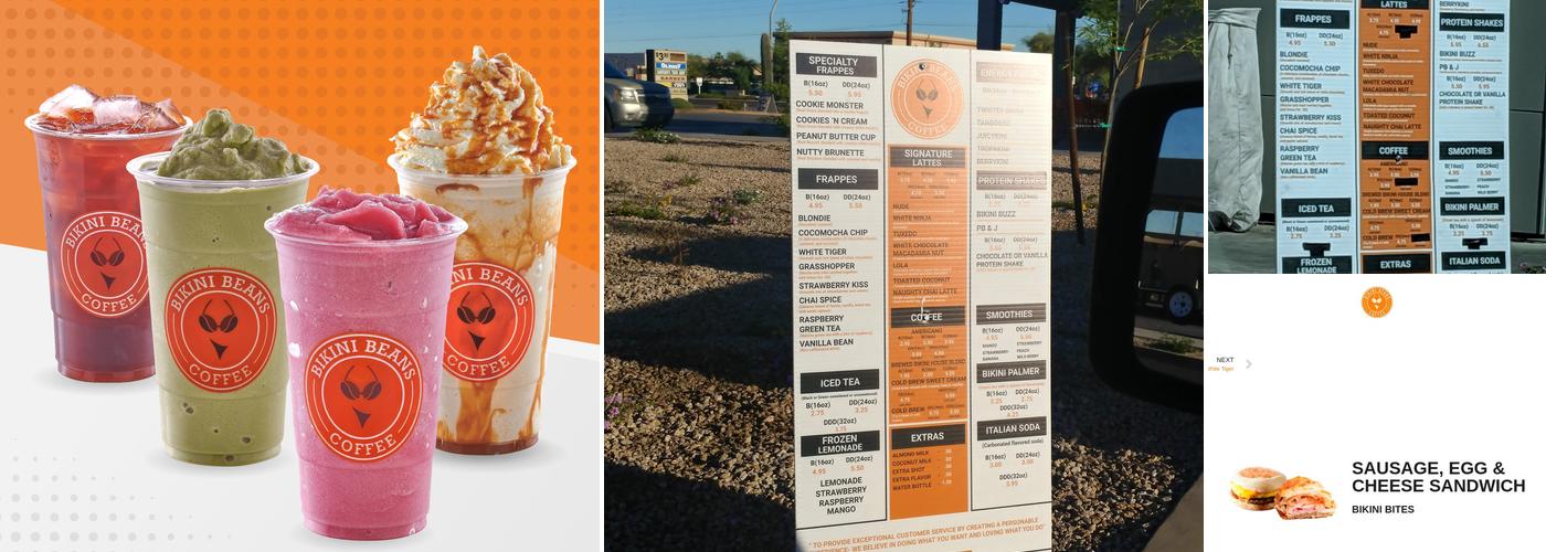 Bikini Beans Coffee Menu