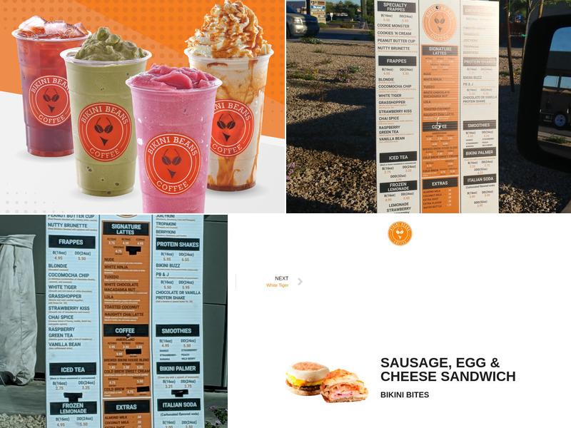 Bikini Beans Coffee Menu