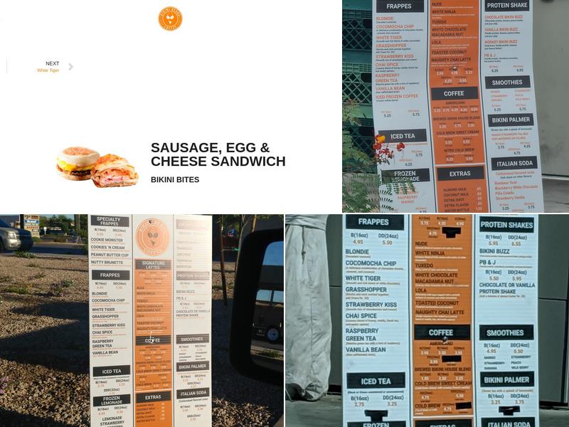 Bikini Beans Coffee Menu