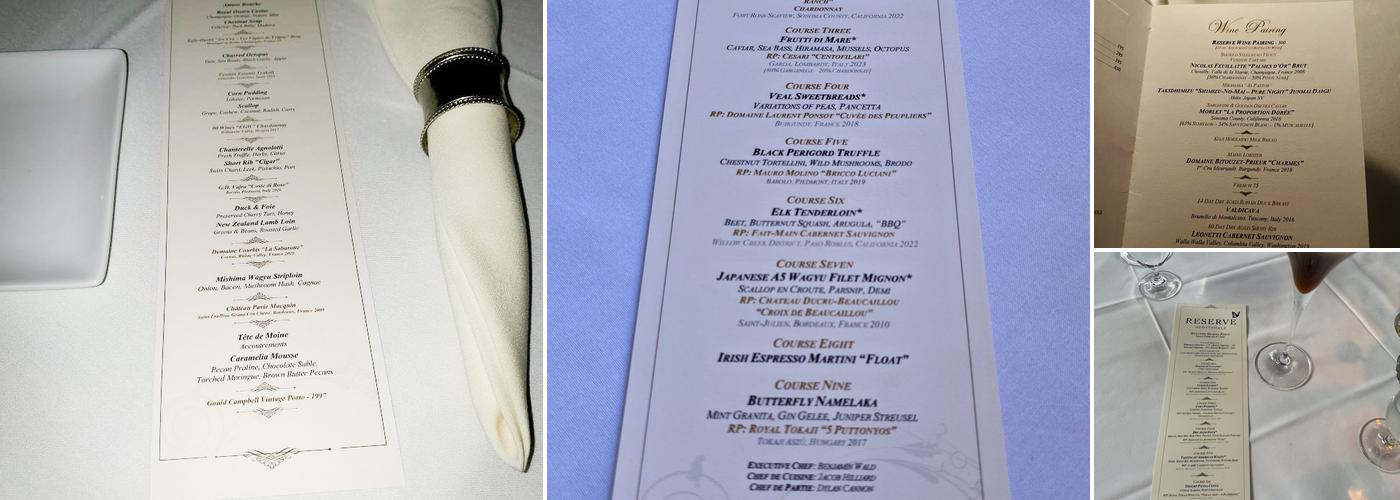 Reserve Menu