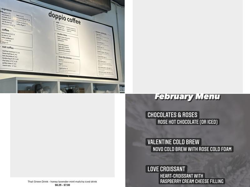 Doppio Coffee Menu