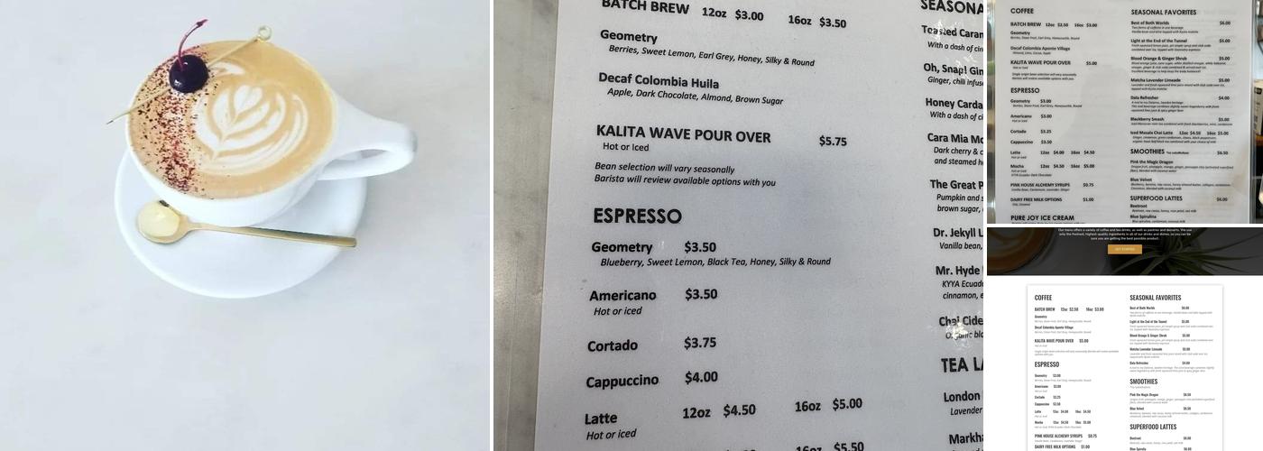 Reverie Coffee & Teahouse Menu