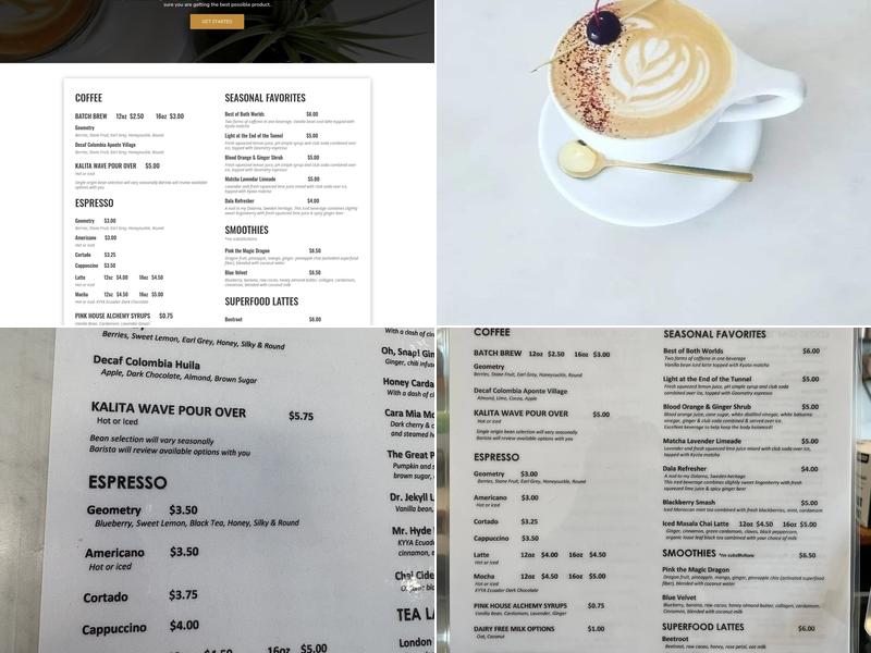 Reverie Coffee & Teahouse Menu