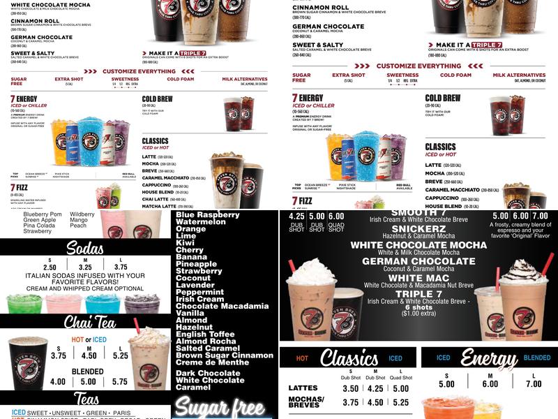 7 Brew Coffee Menu