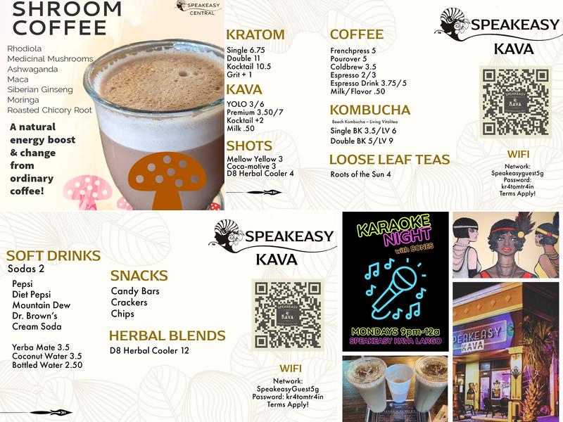 Speakeasy Kava Menu